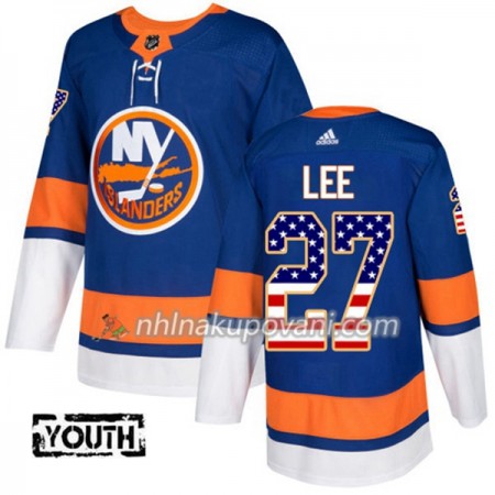 New York Islanders Dresy Anders Lee 27 2017-2018 USA Flag Fashion Modrá Adidas Authentic - Dětské